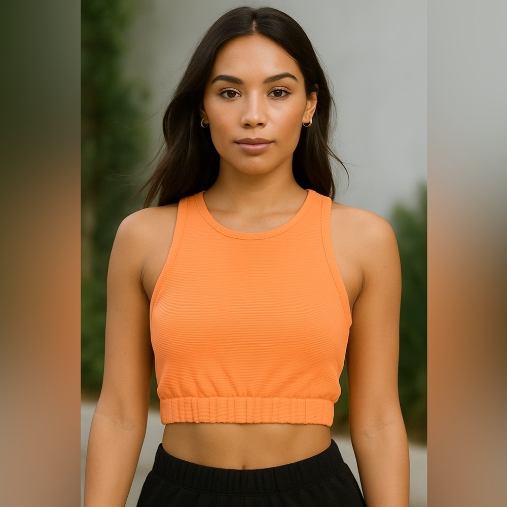 Fashion Nova Ribbed Coral Crop Swim Top –‎ NWT (No Tags)
